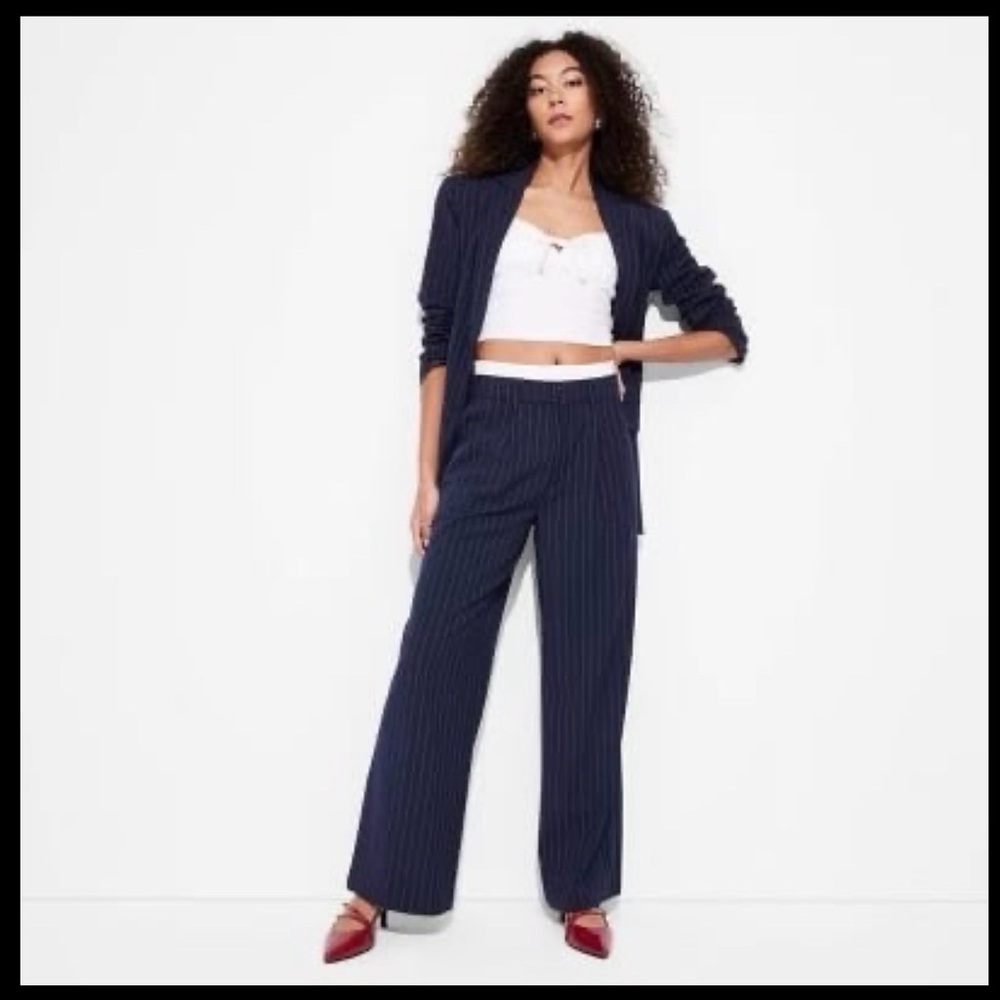 GUC Wild Fable Dark Blue Pinstripe Boxer Trouser Pants Sz L
